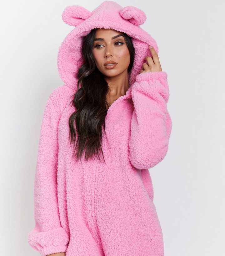 Loungeable Pink Hooded Onesie with Ears