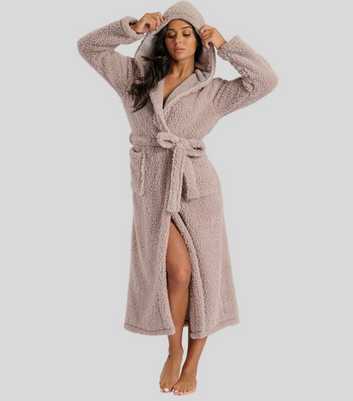 Loungeable Brown Hooded Borg Robe