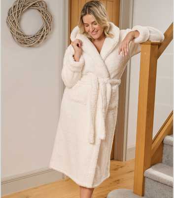 Loungeable Cream Borg Hooded Robe