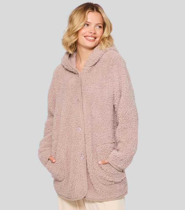 Loungeable Brown Borg Hooded Cardigan