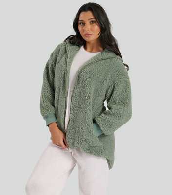 Loungeable Green Borg Hooded Cardigan