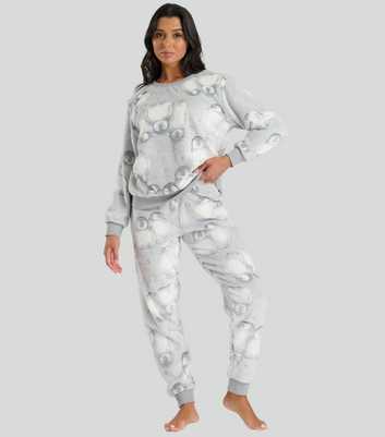 Loungeable Silver Penguin Print Fleece Lounge Set