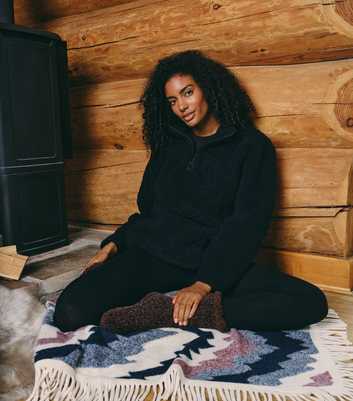 Loungeable Black Borg Quarter Zip Jumper