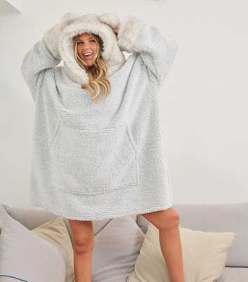 Loungeable Grey Hooded Borg Lounge Oversized Hoodie