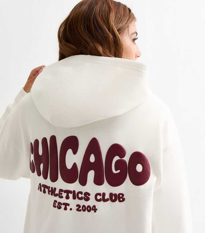 Girls Cream Chicago Slogan Jersey Hoodie