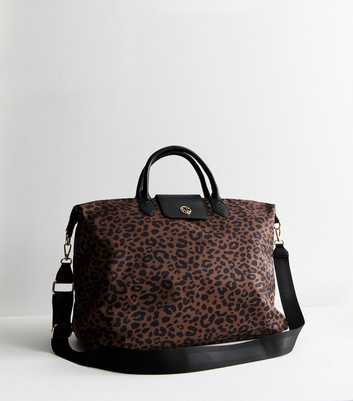 Brown Leopard Print Travel Bag