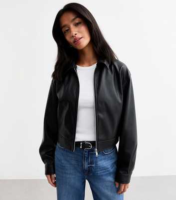 Petite Black Faux Leather Jacket