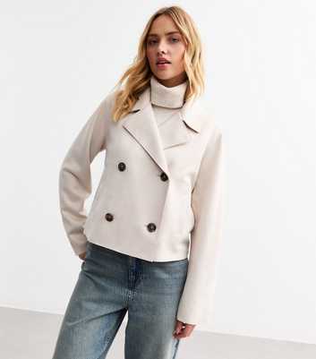 Light Grey Faux Suede Unlined Cropped Jacket