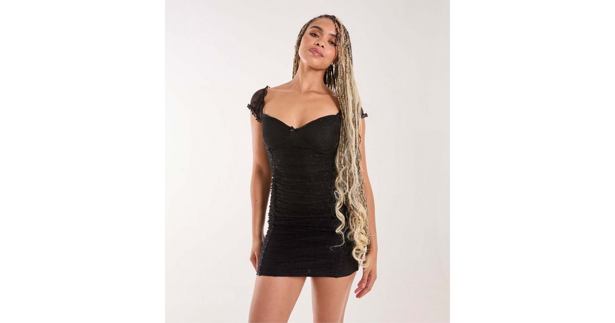 Pink Vanilla Black Polka Dot Mesh Mini Dress New Look