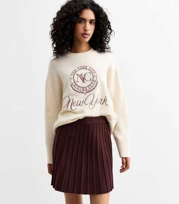 Burgundy Pleated Knit Mini Skirt