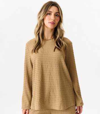 Gini London Camel Oversized Textured Top