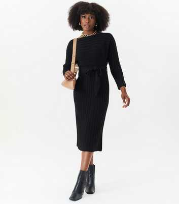 Gini London Black Rib Knit Midi Dress