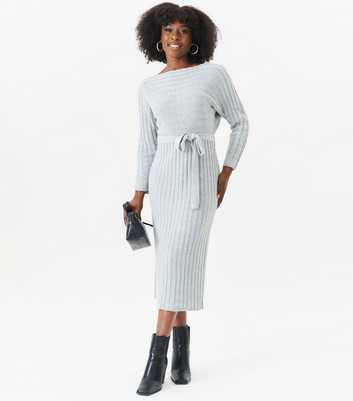 Gini London Grey Rib Knit Midi Dress