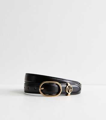 Black NL Buckle Faux Leather Belt