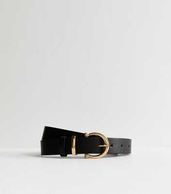 Black Faux Leather Buckle Belt