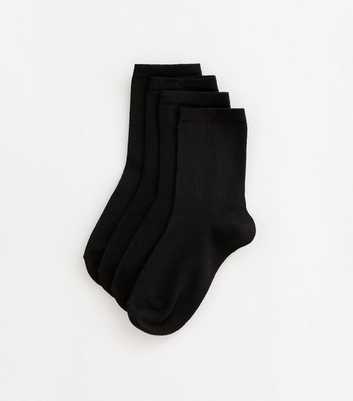 Pack Of 4 Black Ankle Socks