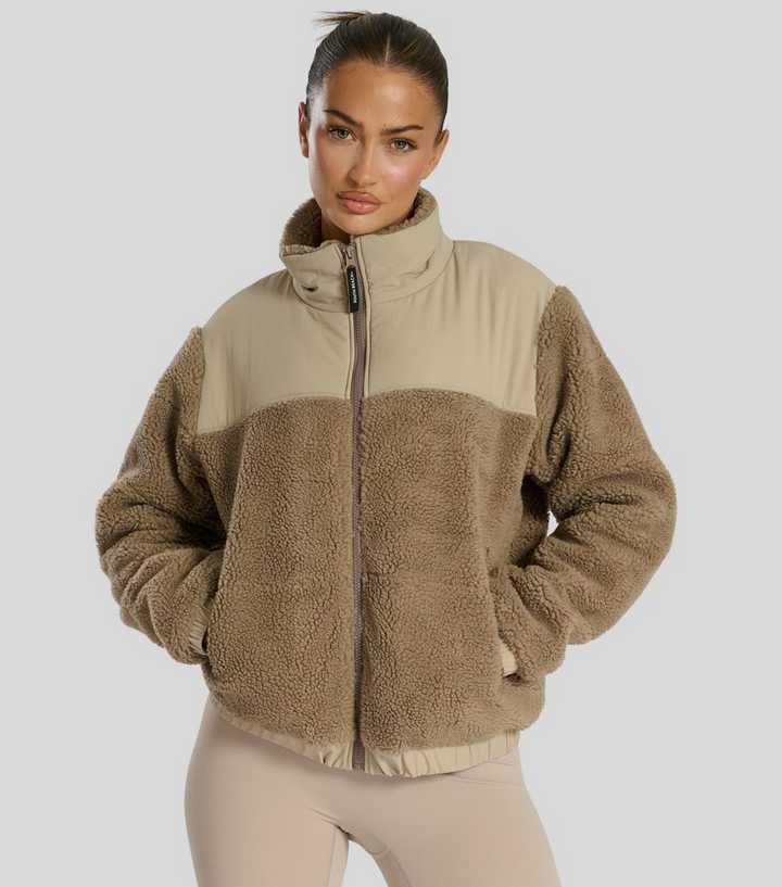 South Beach Brown Panelled Borg Jacket