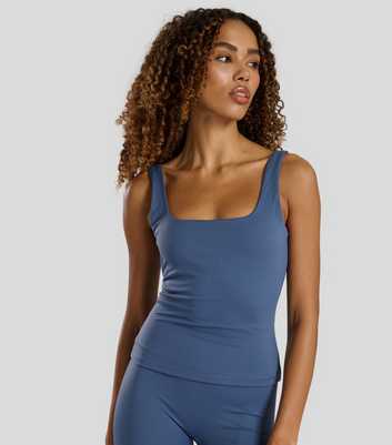 South Beach Blue Scoop Neck Built-In-Bra Vest Top