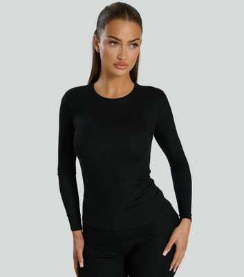 South Beach Black Rib Jersey Long Sleeve Top