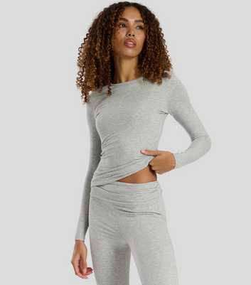 South Beach Light Grey Rib Jersey Long Sleeve Top