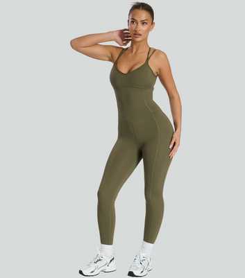 South Beach Khaki Strappy Unitard