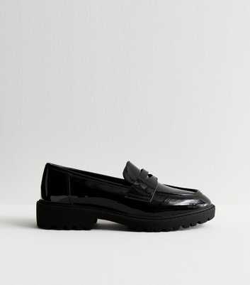 Black Penny Strap Patent Loafers