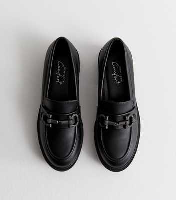 Black Chunky Faux Leather Loafers