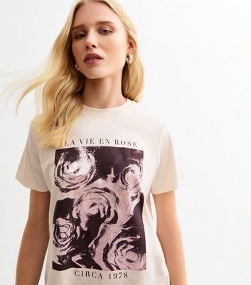 Off White Cotton La Vie En Rose T-Shirt | New Look