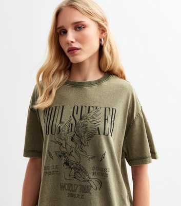 Khaki Cotton Soul Seeker Oversized T-Shirt