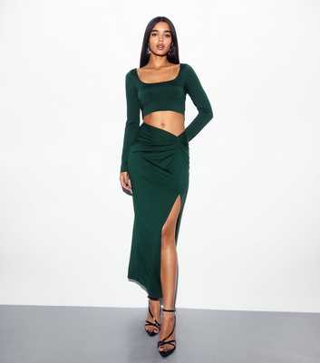 Green Knot Waist Maxi Skirt 