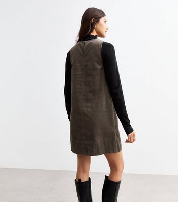 Grey corduroy pinafore dress hotsell