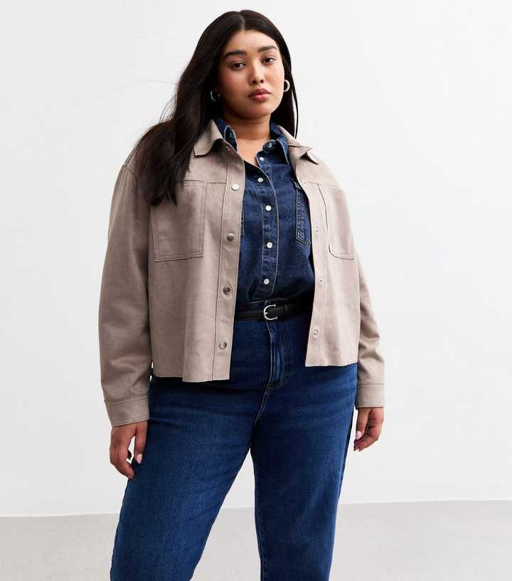 Curves Mink Faux Suede Shacket | New Look