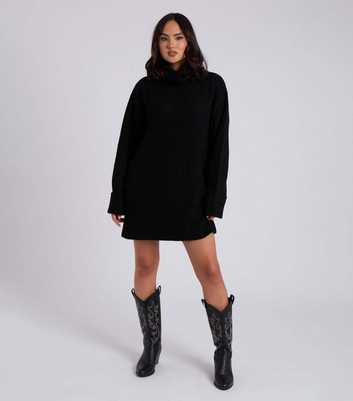 Urban Bliss Black Roll Neck Knit Mini Dress