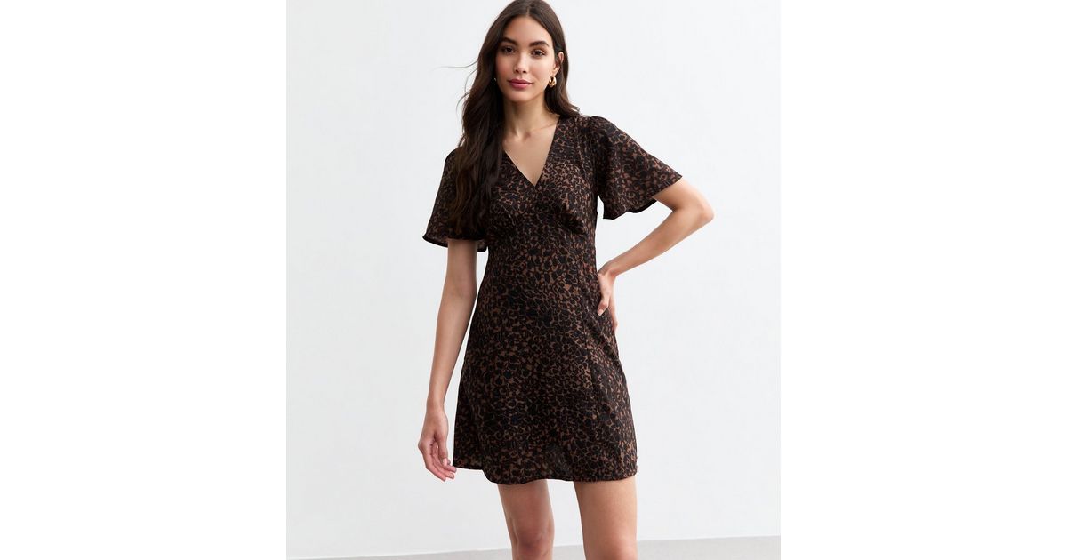 Ruffled Flutter Sleeve V-Neck Mini Dress