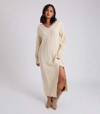 Urban Bliss Cream Cable Knit Midaxi Jumper Dress