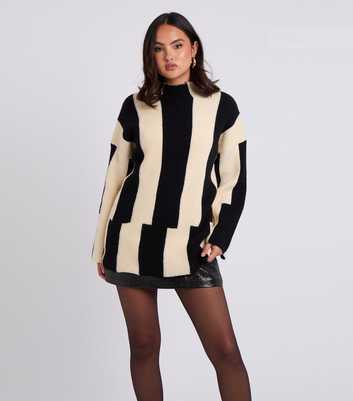 Urban Bliss Cream Colour Block Longline Jumper