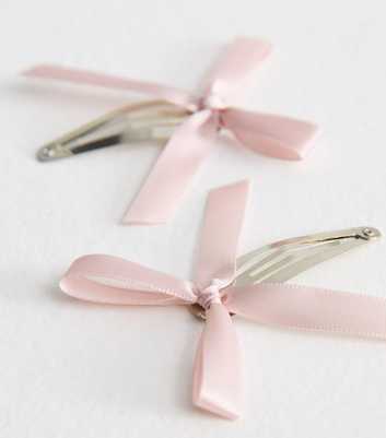 Pack Of 2 Pink Satin Bow Hair Clips