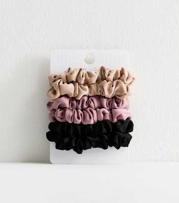 6 Pack of Multicoloured Satin Mini Scrunchies