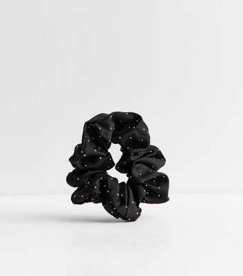 Black Satin Diamanté Scrunchie