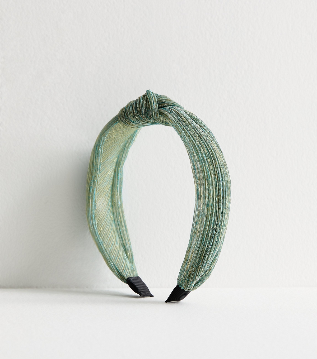 Turquoise Shimmer Plissé Knotted Headband New Look