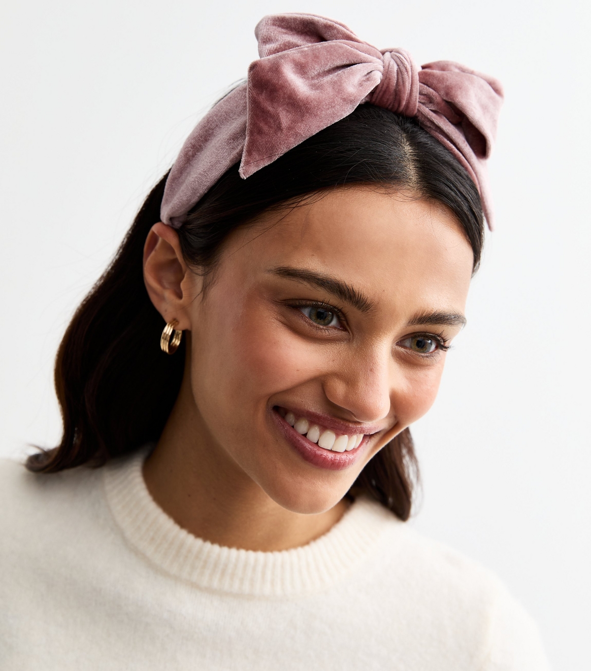 Pink Velvet Bow Headband New Look