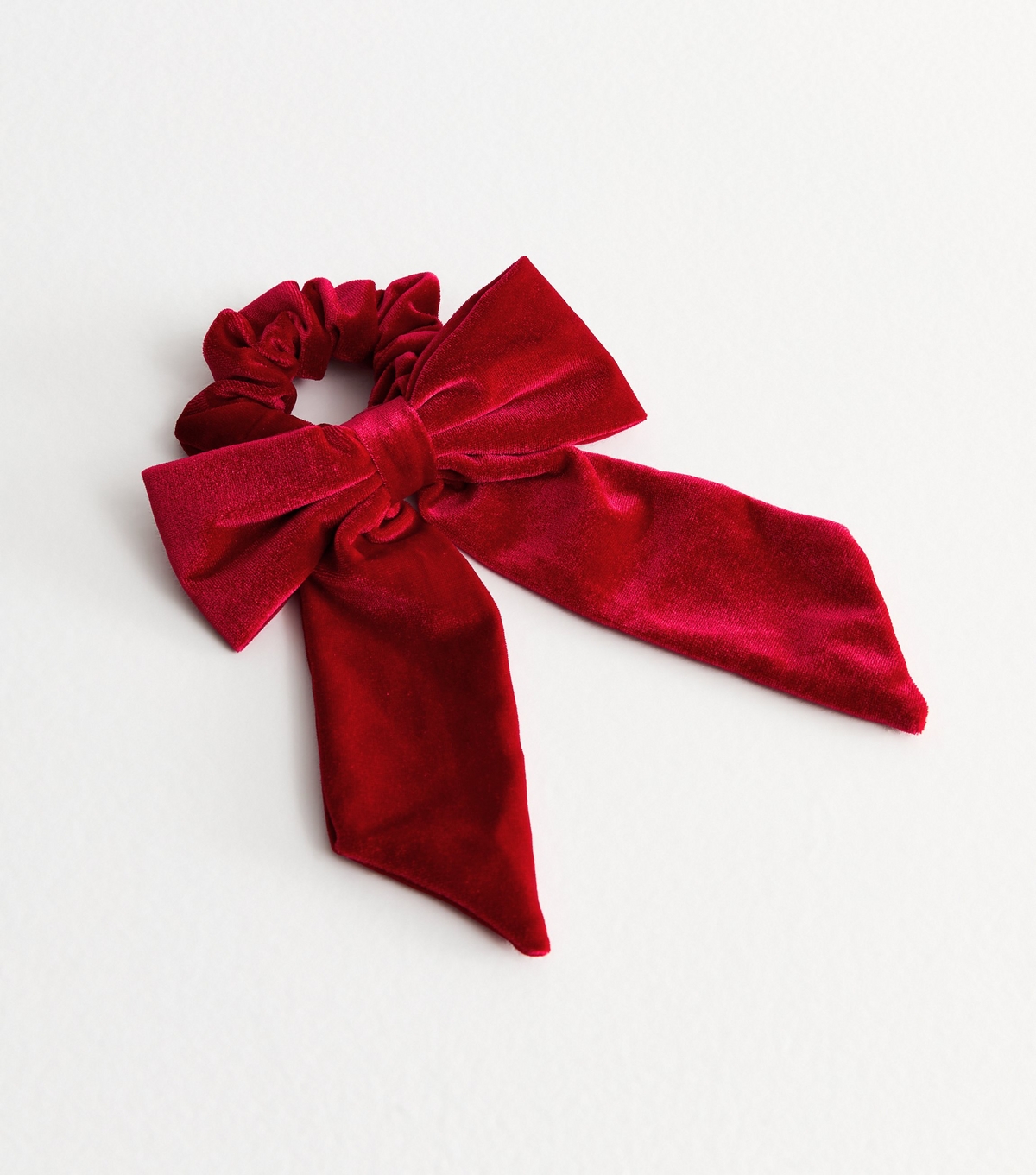 Red Velvet Bow Scrunchie New Look