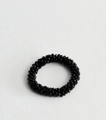 Black beaded hair accessories discount