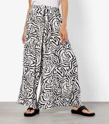 Apricot White Patterned Wide Leg Trousers