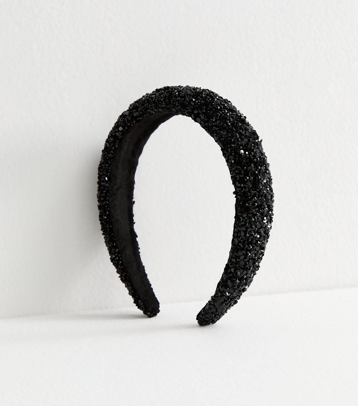 Black Bead Embellished Padded Headband New Look