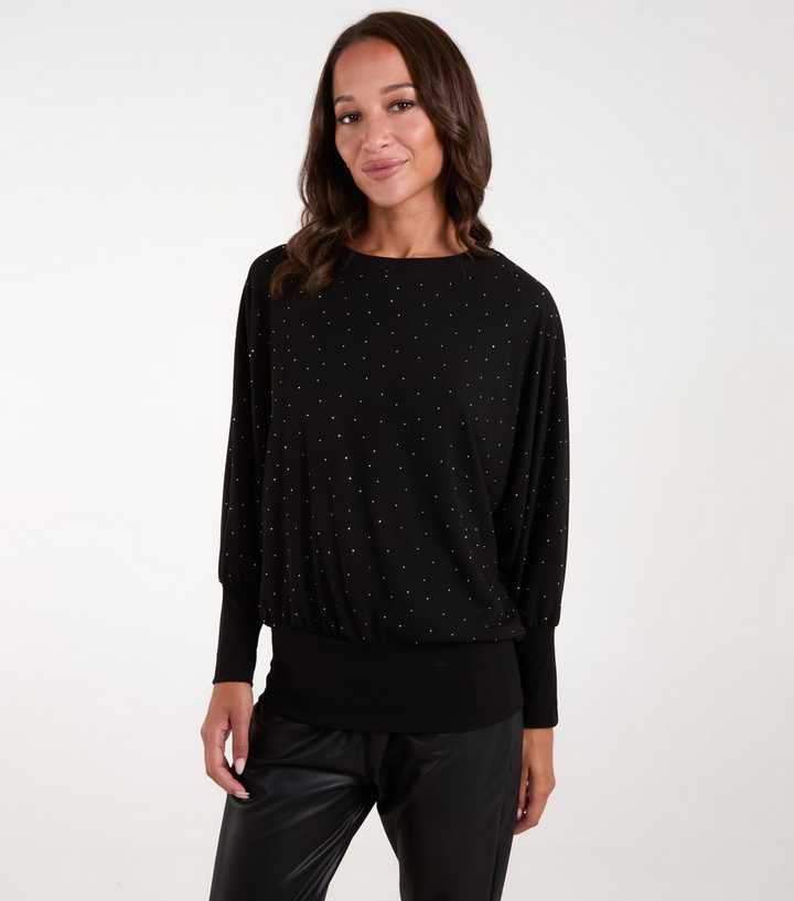 Blue Vanilla Black Knit Batwing Jumper