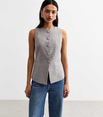 Grey Crew Neck Waistcoat