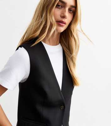 Black One Button Tailored Waistcoat