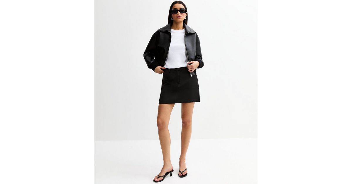 Asos Design New Look Mini Skirt Curves Black Belted A-Line Mini Skirt