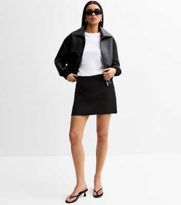 Black High Waisted A-Line Mini Skirt